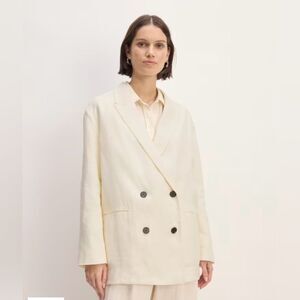 NWT Everlane linen double breasted blazer in cream size 4